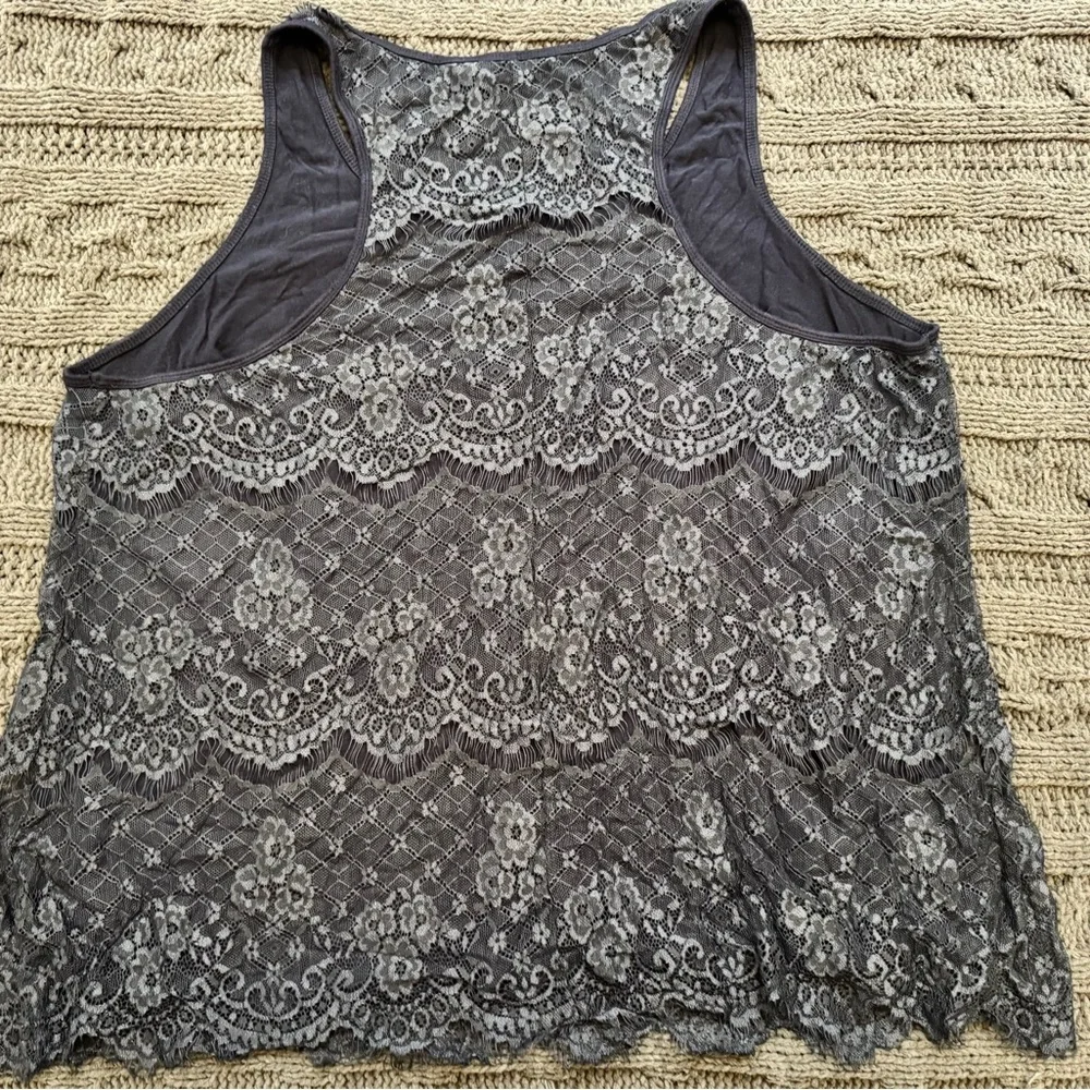 Maurices Navy Blue Lace Tank Top (Women's Plus Size 2) - Picture 5 of 7